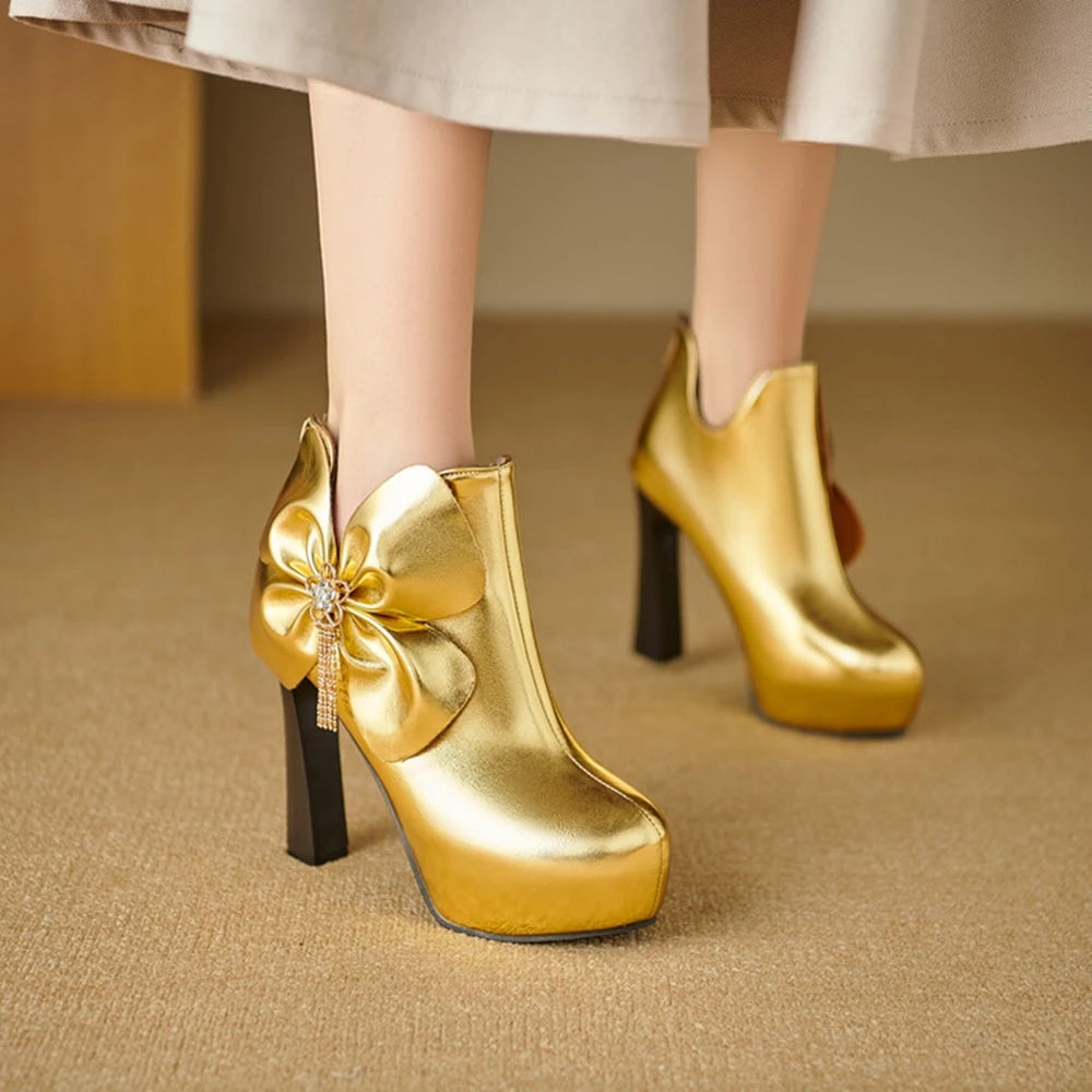 Women Spring and Autumn Fashion Round Head Coarse Heel Ankle Boots Dress Party Short Boots Work Clothes Women Shoes 55-8