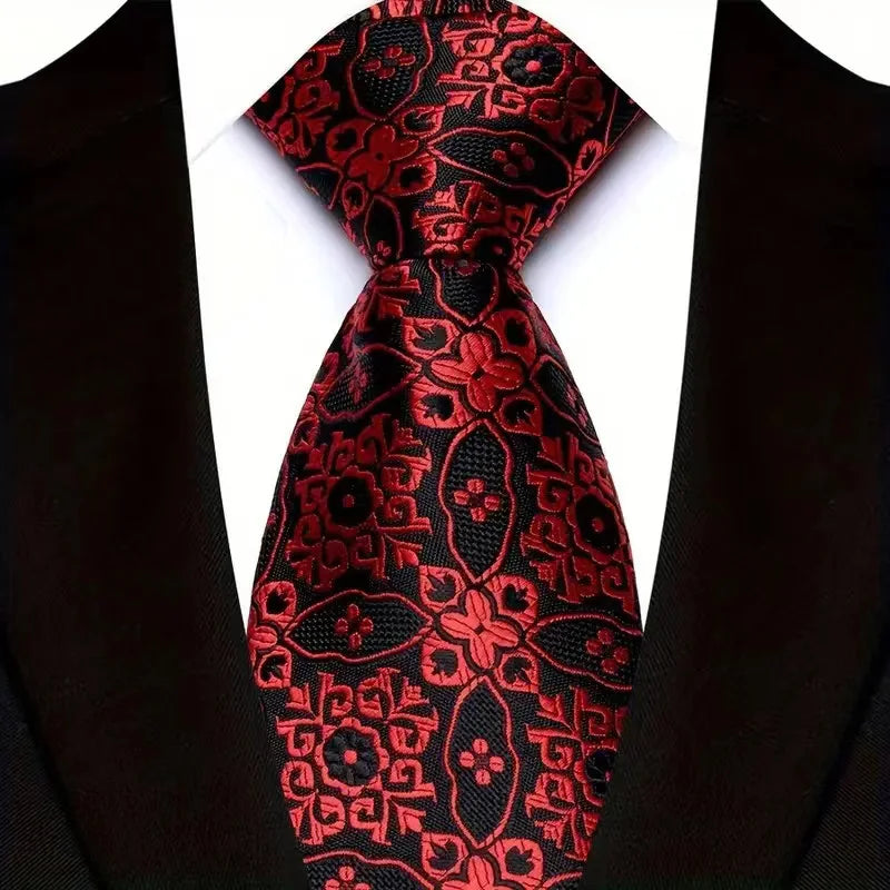 Cravate de luxe 8CM pour homme, motifs floraux et cachemire, tissée jacquard, accessoires pour occasions d'affaires et de mariage.