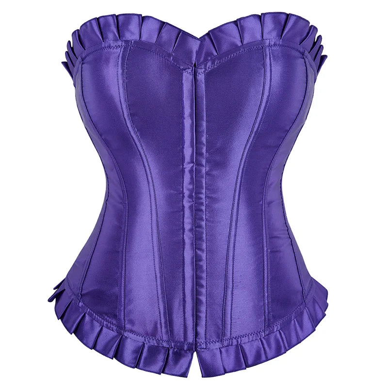 Corset vintage à lacets Overbust avec bustier en strass et satin disponible en grandes tailles