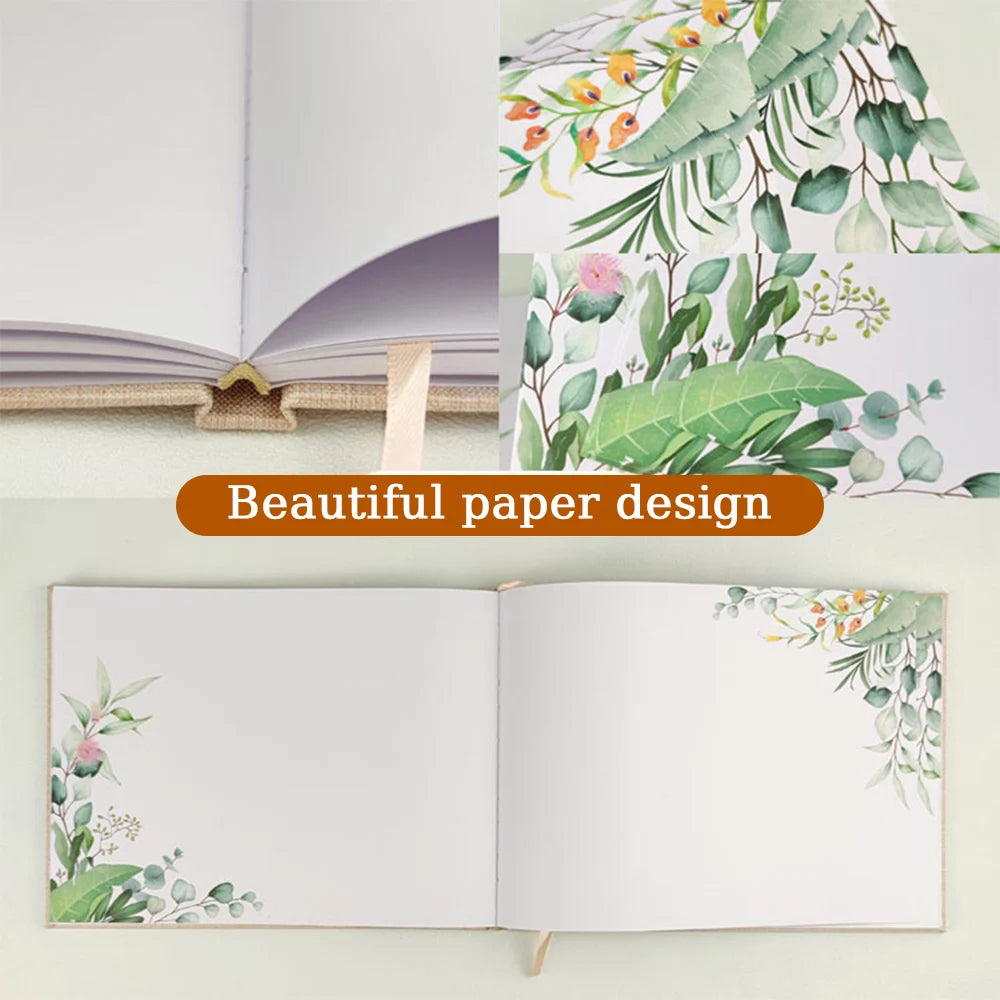 Personalized Wedding Guest Book Flowers Elegant Wedding Reception Signing Book Photo Album Signature Message Book Mariage Gift