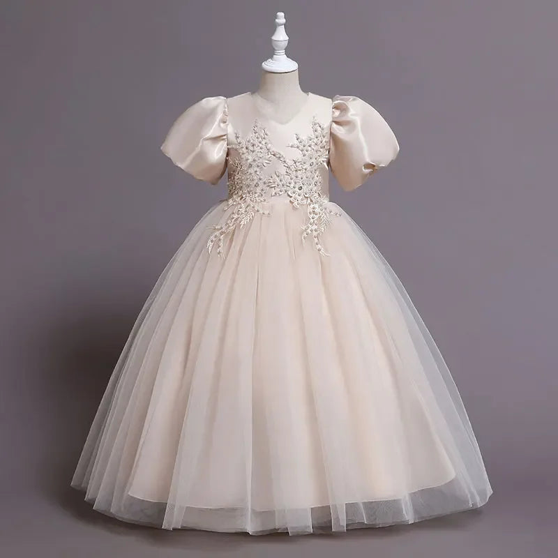 Robes de Demoiselle d'honneur pour Mariages Robes de Soirée Princesse pour Filles Robes d'Enfants à Manches Courtes Robe de Soirée Mariage 3-12 Ans