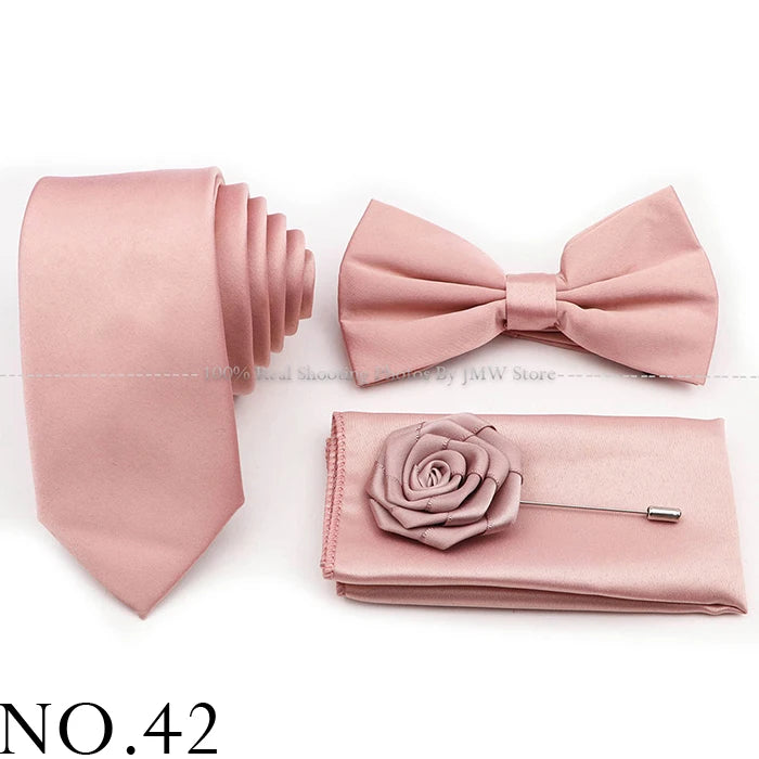 Ensemble cravate et nœud papillon violet bleu sauge vert en polyester, boutons de manchette et broche pour costume de marié, cravate de mariage, accessoire de chemise