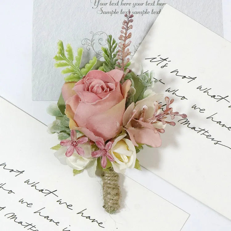 Wedding Boutonniere & Corsage | Silk Flower Pin for Groom, Groomsmen & Guests