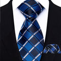 Cravate Homme Bleu Roi de Luxe, Carreaux, Rayures, Paisley, Haute Qualité, Mouchoir de Poche, Ensemble Cravate pour Mariage, Cadeaux d'Affaires