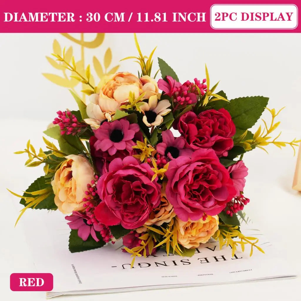 Oil Painting Peony Artificial Flower Bridal Bouquet