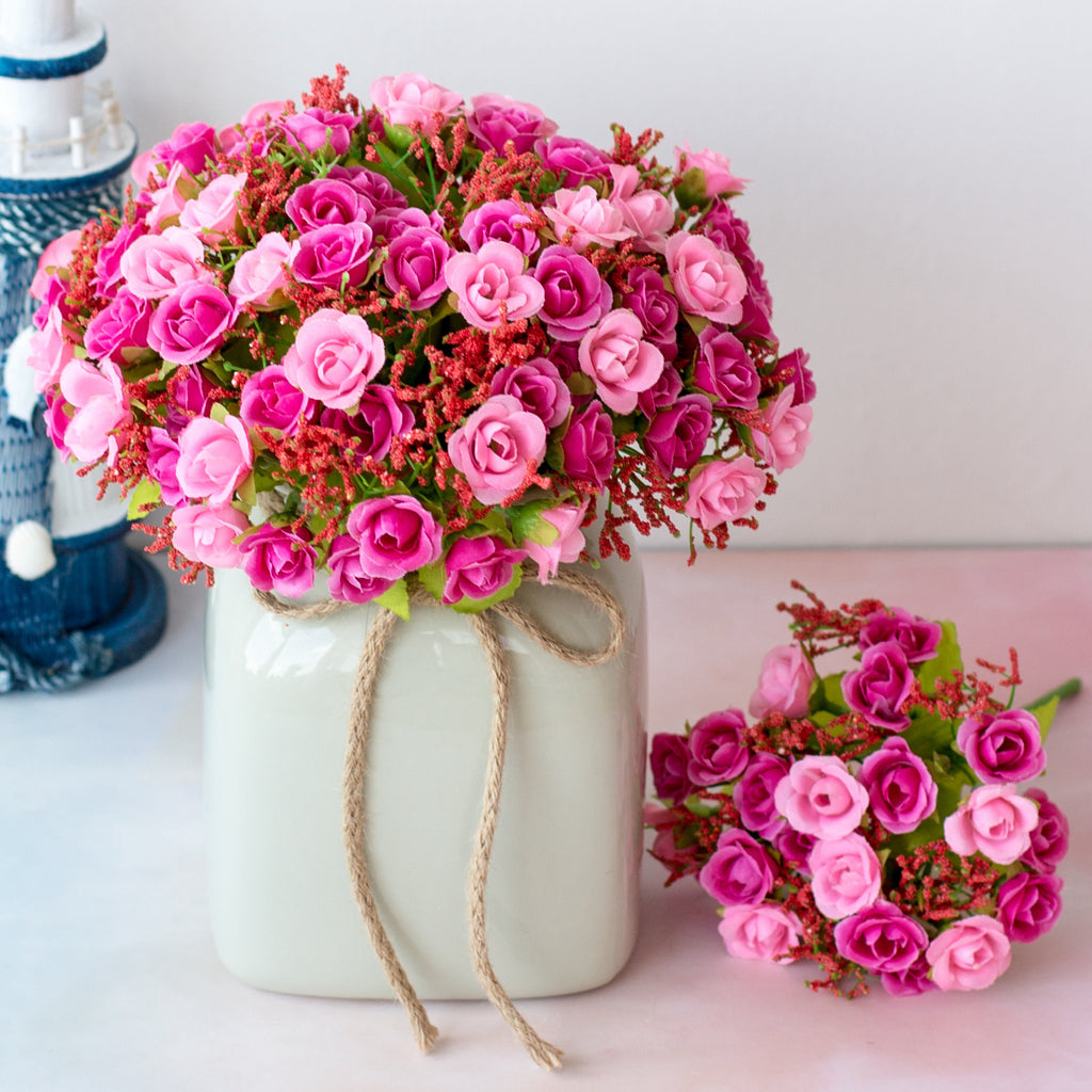 Bouquet de roses artificielles diamant – 21 fleurs, 7 tiges