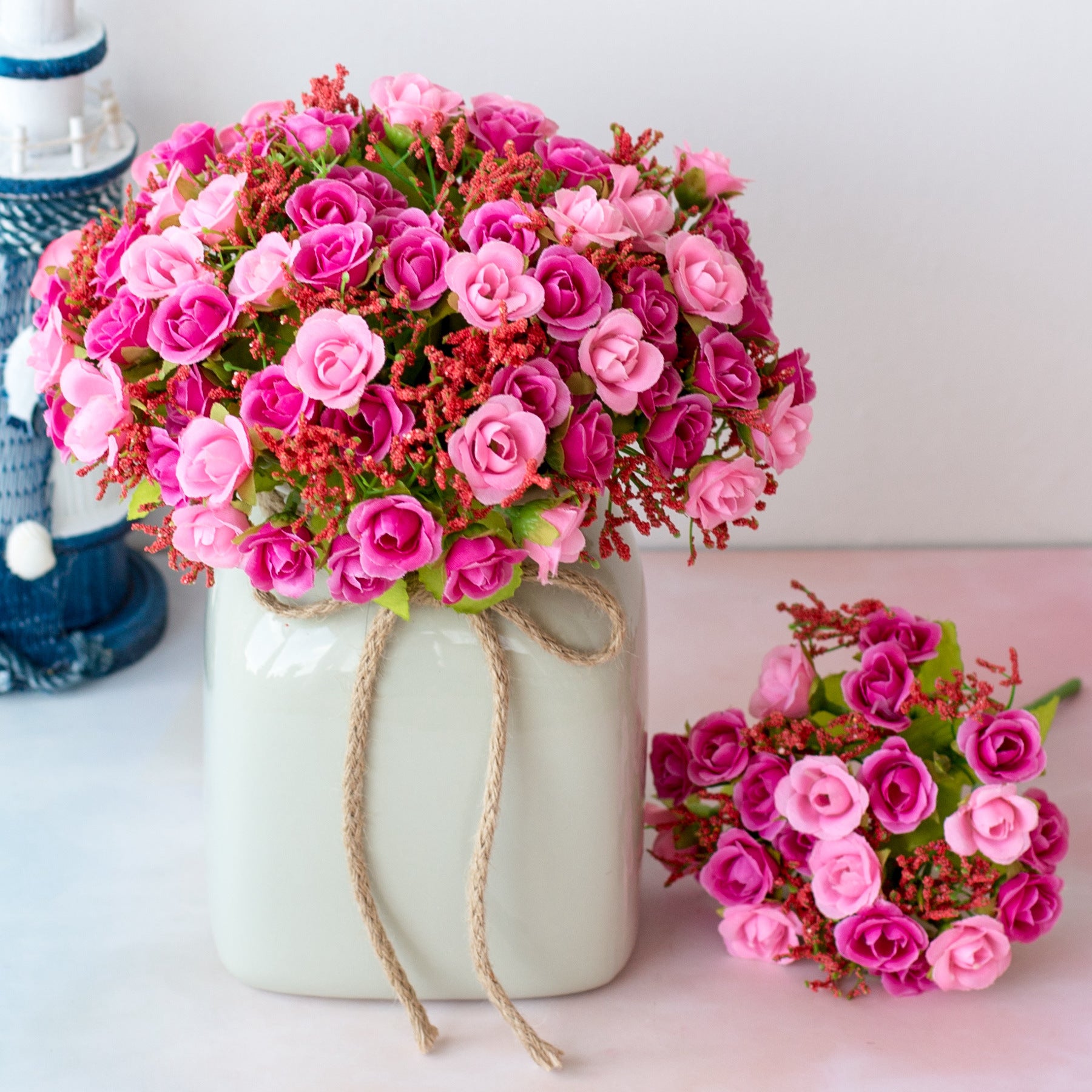 Bouquet de roses artificielles diamant – 21 fleurs, 7 tiges