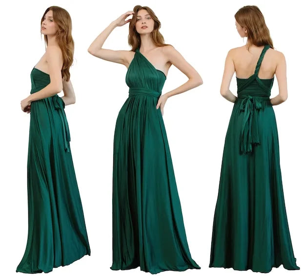 Robe de demoiselle d'honneur, robe longue vert olive de demoiselle d'honneur, robe convertible pour cortège nuptial, robe infinie multivoies, robe sur mesure