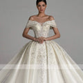 Robes de mariée sur mesure en forme de bal pour femmes, de luxe, épaules dénudées, en tulle scintillant, robe de mariée en cristal, Vestidos De Novia