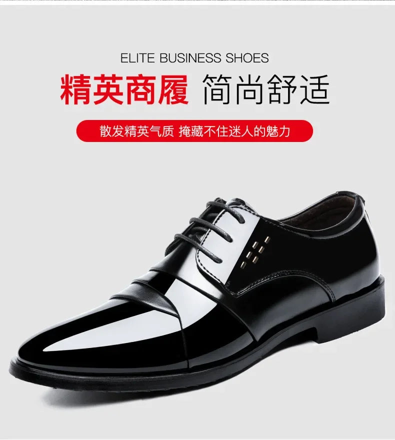 Chaussures de ville pour hommes, luxe, en cuir verni, style Oxford, pour hommes, chaussures habillées en cuir de haute qualité
