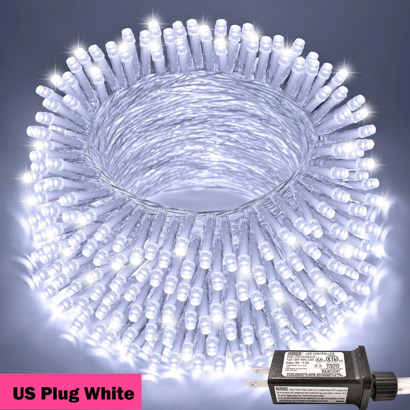 Guirlande lumineuse 24V 100/800LED 8 Modes Étanche Bleu Blanc Chaud RVB Lumières de Noël Fées pour Cour Fête Mariage Décoration