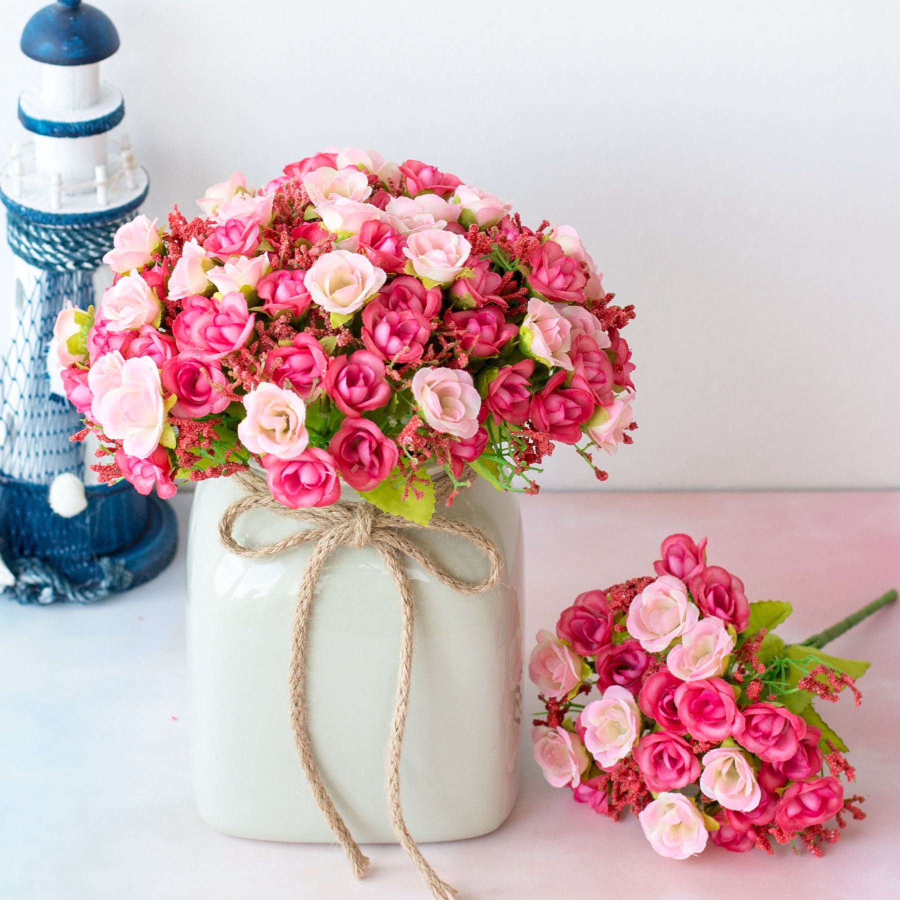Bouquet de roses artificielles diamant – 21 fleurs, 7 tiges