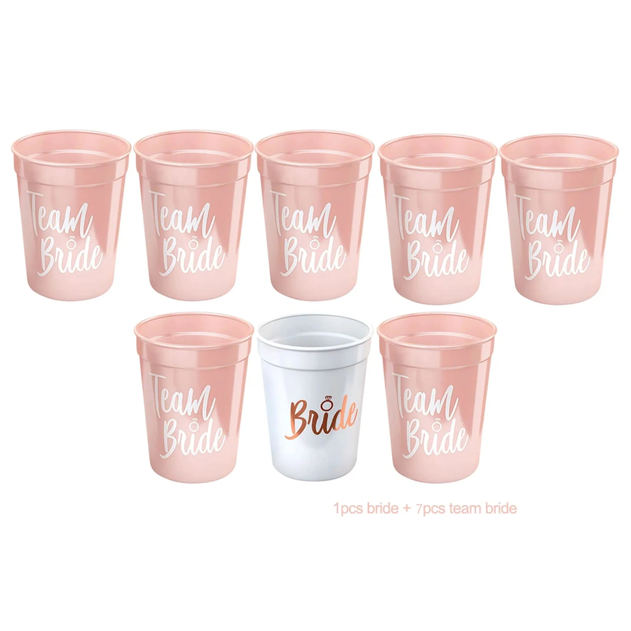 Lot de tasses en plastique pour enterrement de vie de jeune fille - Équipe de la mariée - Cadeau de douche nuptiale - Articles de fête pour enterrement de vie de jeune fille - Décoration de mariage