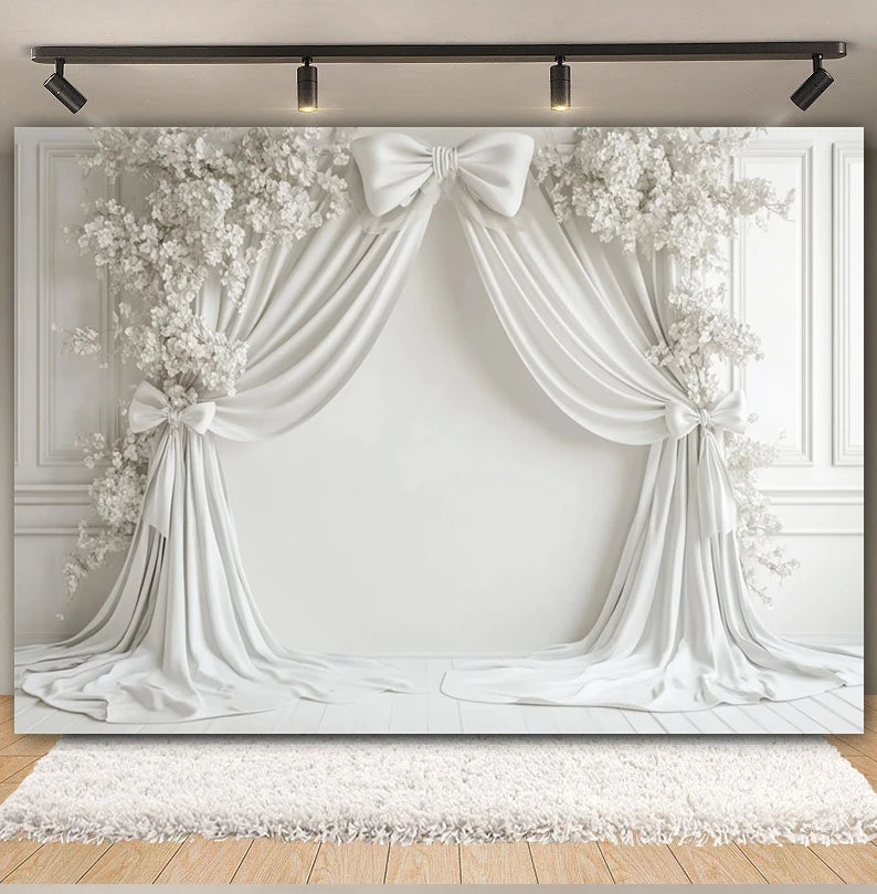 Toile de fond de fête pour photographie, motif mariage, fleur rose, palais, mur blanc, pour fête prénuptiale, décor de portrait de mariage, arrière-plan photo