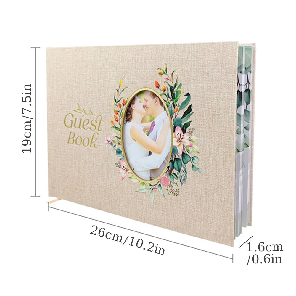 Personalized Wedding Guest Book Flowers Elegant Wedding Reception Signing Book Photo Album Signature Message Book Mariage Gift