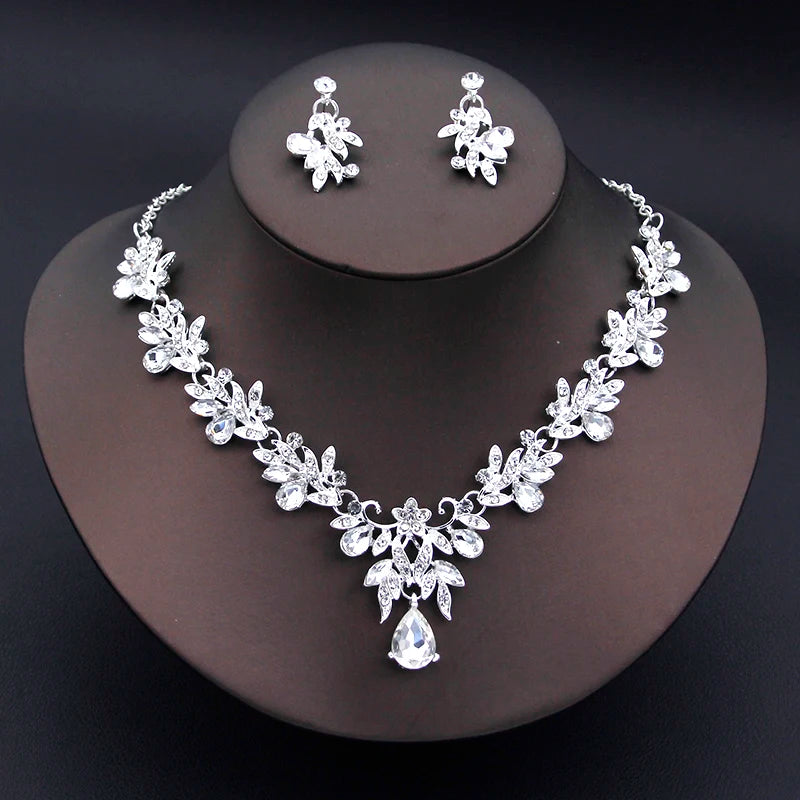 Princess Crown Bridal Jewelry Set — Necklace, Earrings & Crown