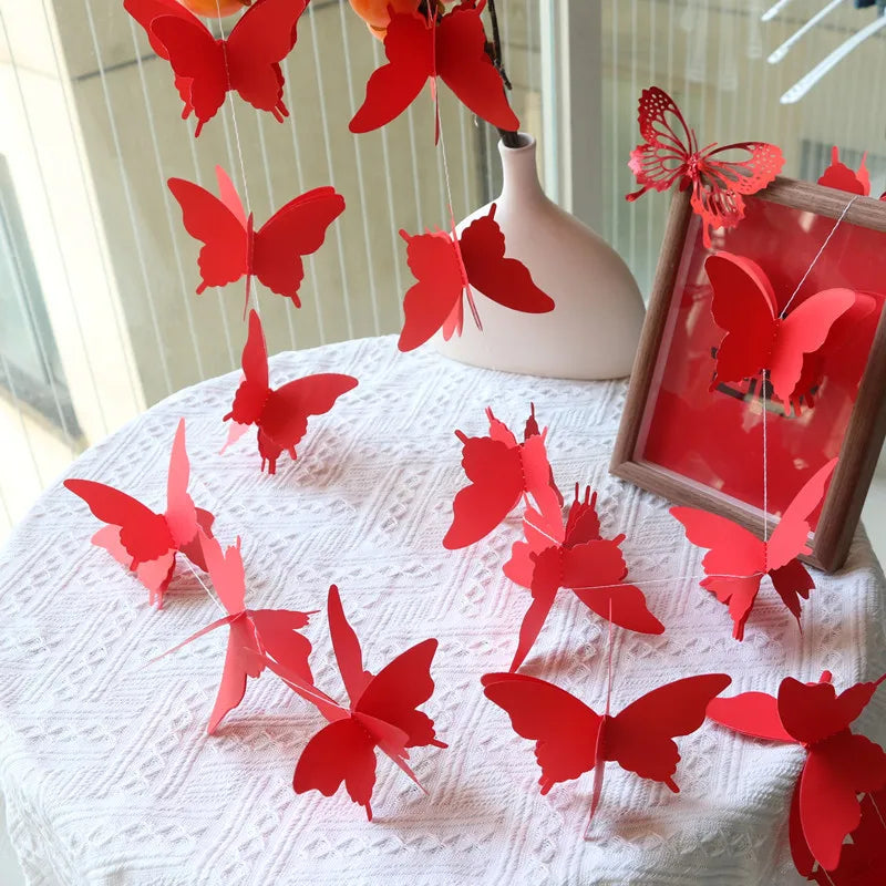 3M Serpentins 3D Papillon Graduel Forme Papier Chaîne Fleur Fête D'anniversaire Décoration Fête De Mariage Décoration Approvisionnement