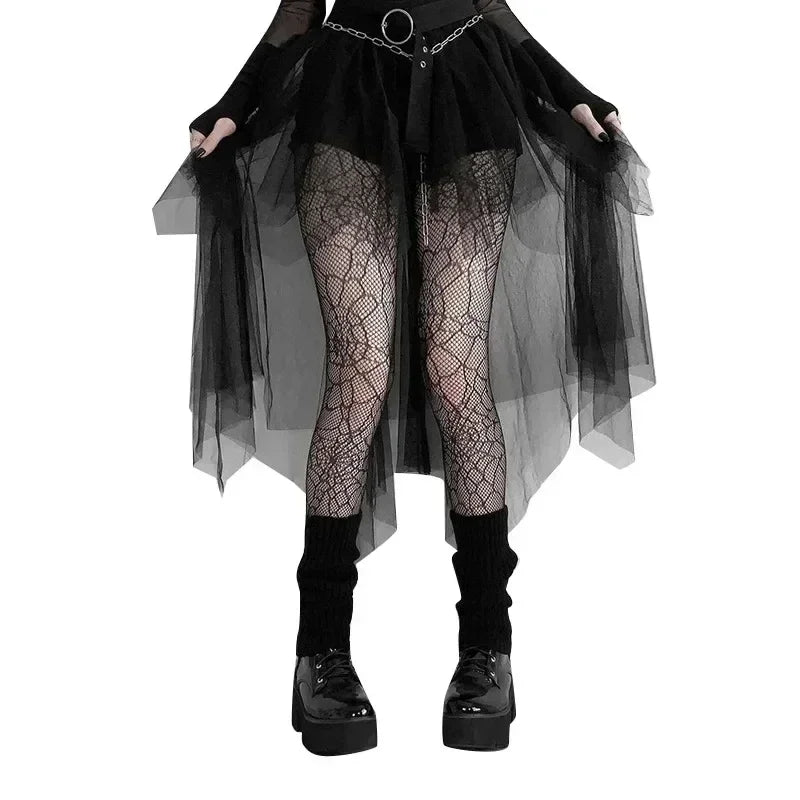 Jupes décontractées Punk Sexy en maille taille haute irrégulière pour femmes, nouvelle jupe polyvalente de style gothique européen et américain pour l'été