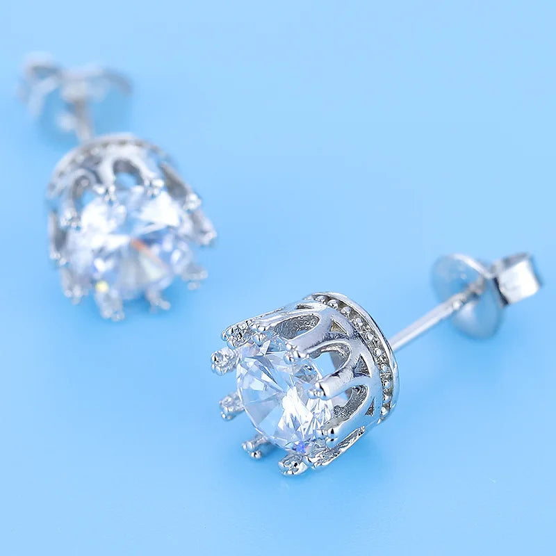 Boucles d'oreilles clous classiques en Zircon 5A de luxe — Argent sterling 925