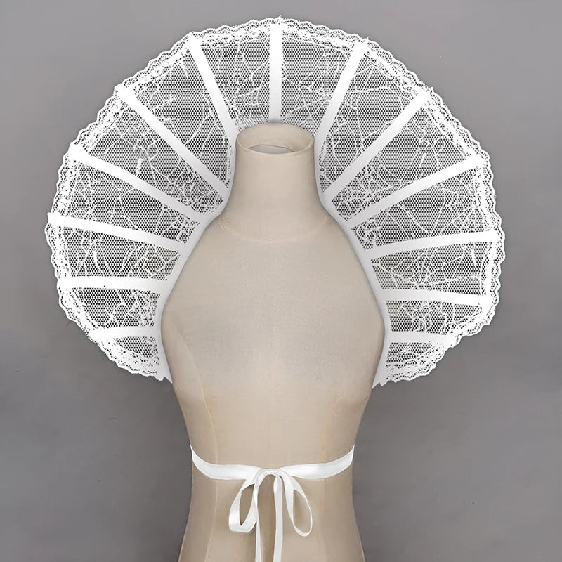 Gothic Lace Stand Collar with Skeleton Easter Halloween Witch Queen Cape Retro Medieval Clothes Art Costume Cosplay Accessories