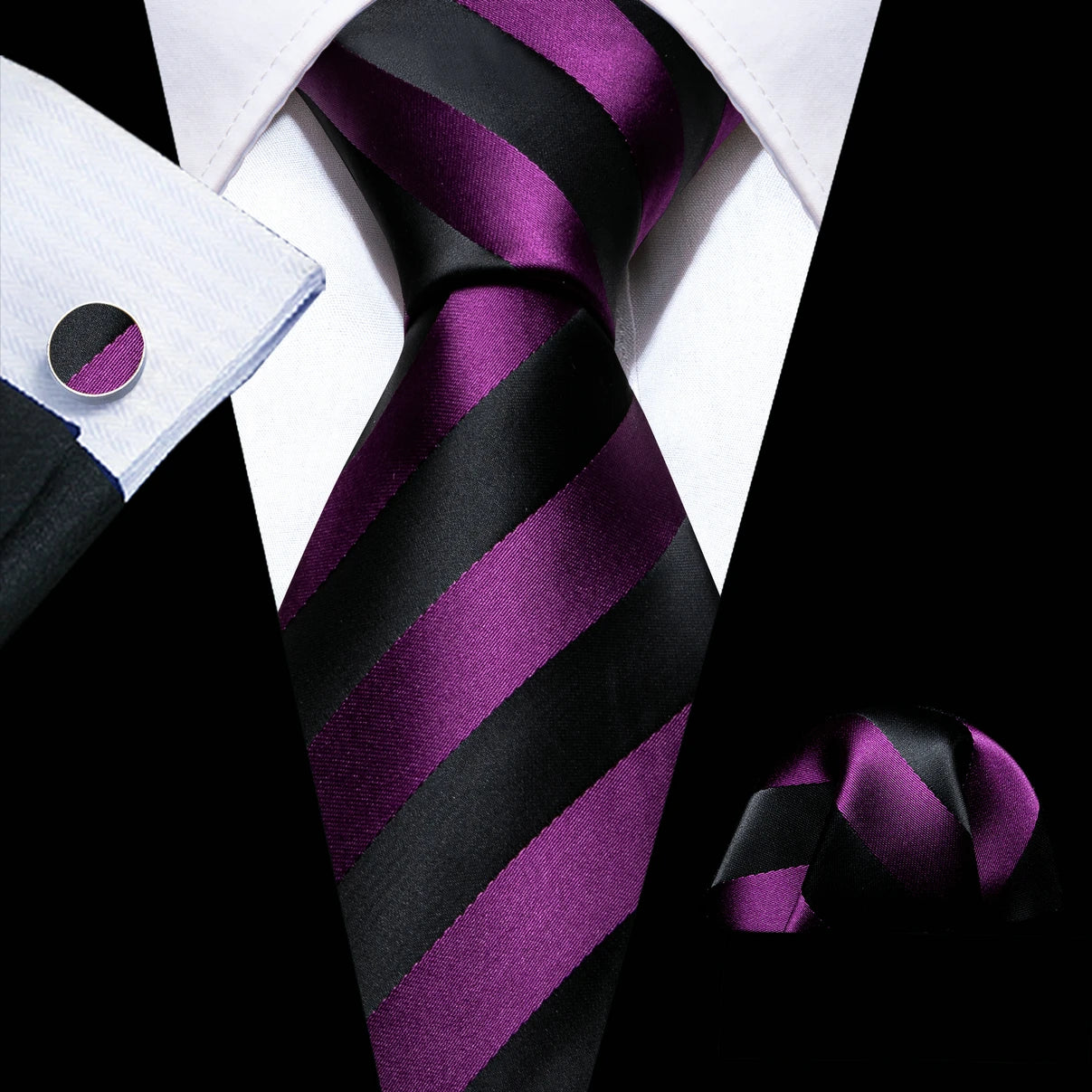 Cravate Homme en Soie Violette Unie avec Pochette Barry.Wang, Ensemble de Cravate et Mouchoir de Poche, Nœuds Papillons Floraux Paisley pour Homme, Cadeau pour Fête, Marié