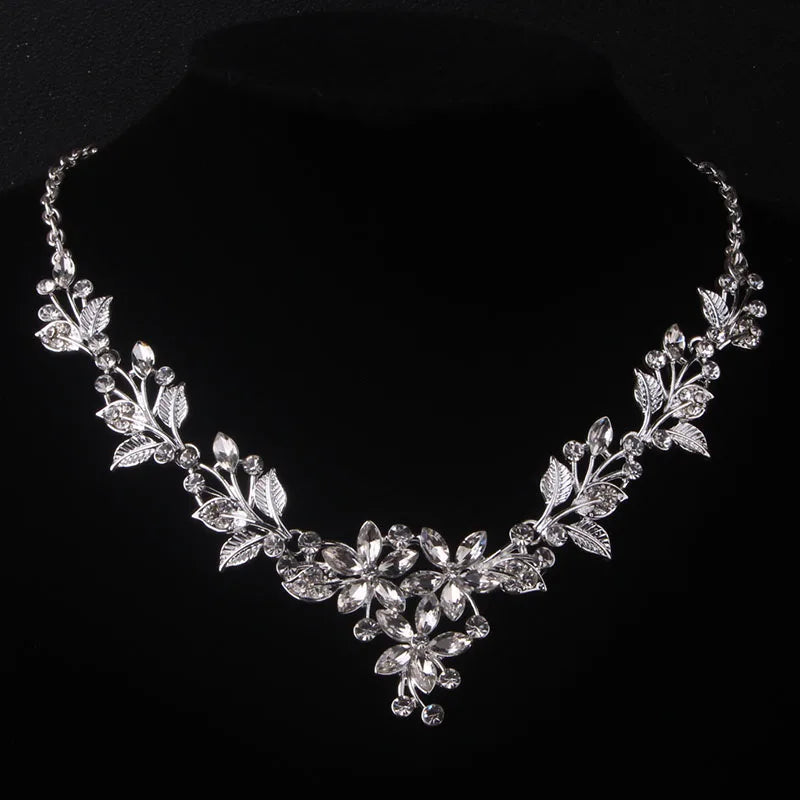 Purple Leaf & Flower Bridal Necklace & Earring Set
