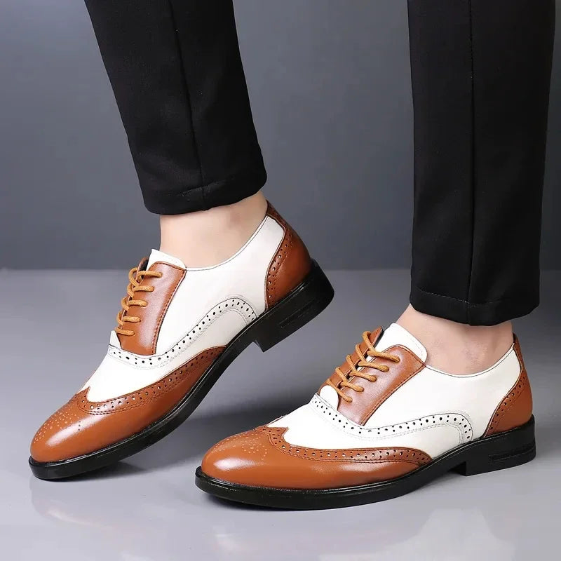 Chaussures habillées multicolores pour hommes Chaussures en cuir rétro pour hommes Chaussures d'affaires baroques pour hommes Chaussures décontractées Oxford pour hommes Erkek Ayakkabı