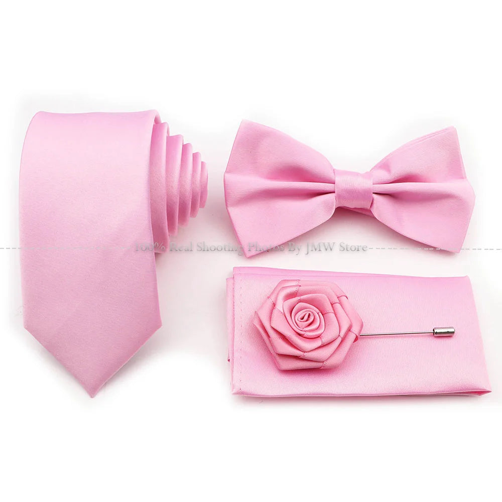 Ensemble cravate et nœud papillon violet bleu sauge vert en polyester, boutons de manchette et broche pour costume de marié, cravate de mariage, accessoire de chemise