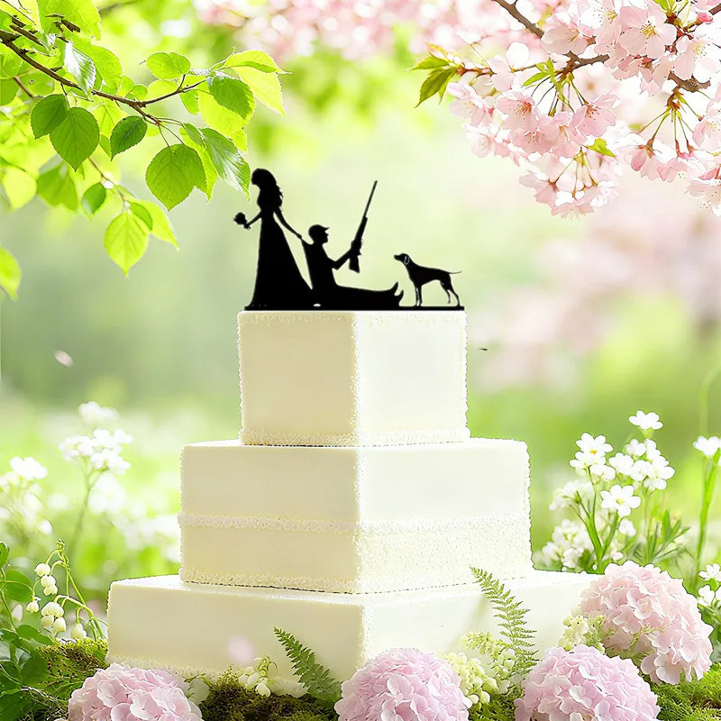 Funny Wedding Party Cake Topper Mariée Marié M. Mme Acrylique Noir Gâteaux de mariage Style Sport Mixte Couples Cake Décoration de mariage