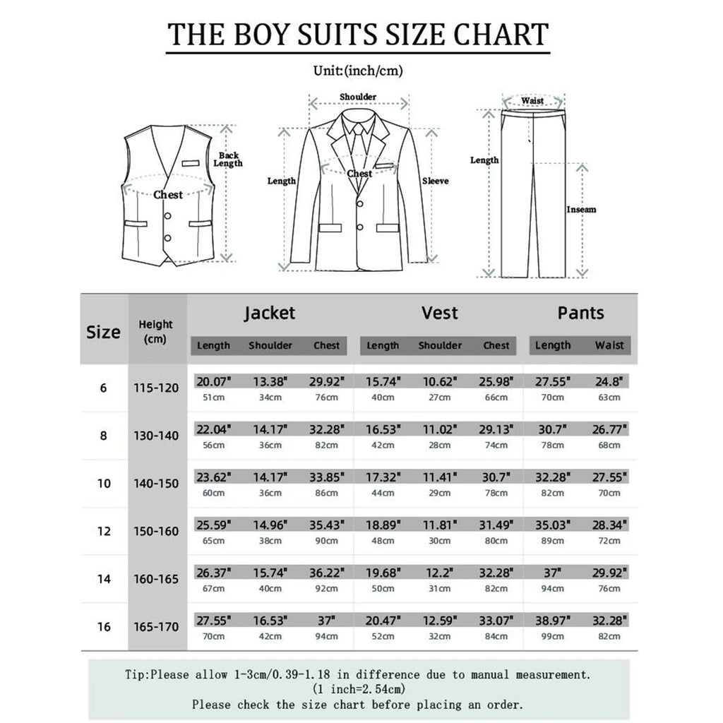Costume Enfant Garçon Tenue de Mariage Formelle Ensemble Enfant Gentleman Porteur d'Alliances Vêtements de Performance Gilet de Smoking + Pantalon + Blazer 3 PIÈCES
