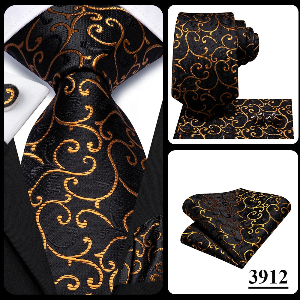Silk Necktie Gift Set | Groom & Groomsmen Wedding Tie with Pocket Square & Cufflinks