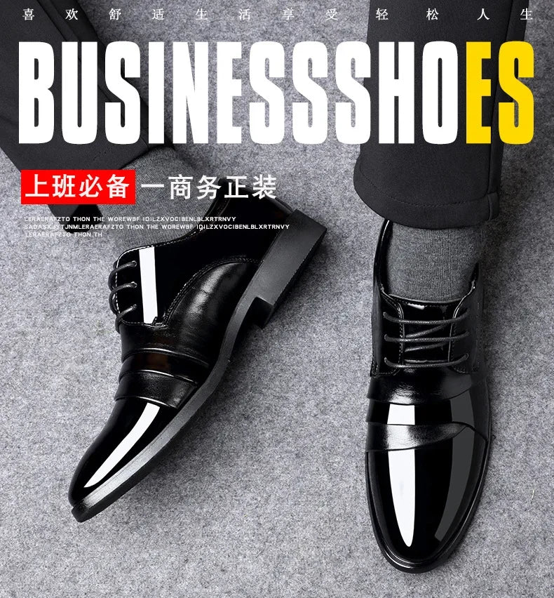 Chaussures de ville pour hommes, luxe, en cuir verni, style Oxford, pour hommes, chaussures habillées en cuir de haute qualité