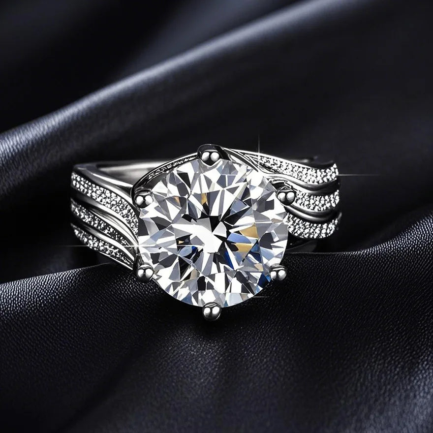 Luxury Moissanite Engagement Ring — 925 Sterling Silver