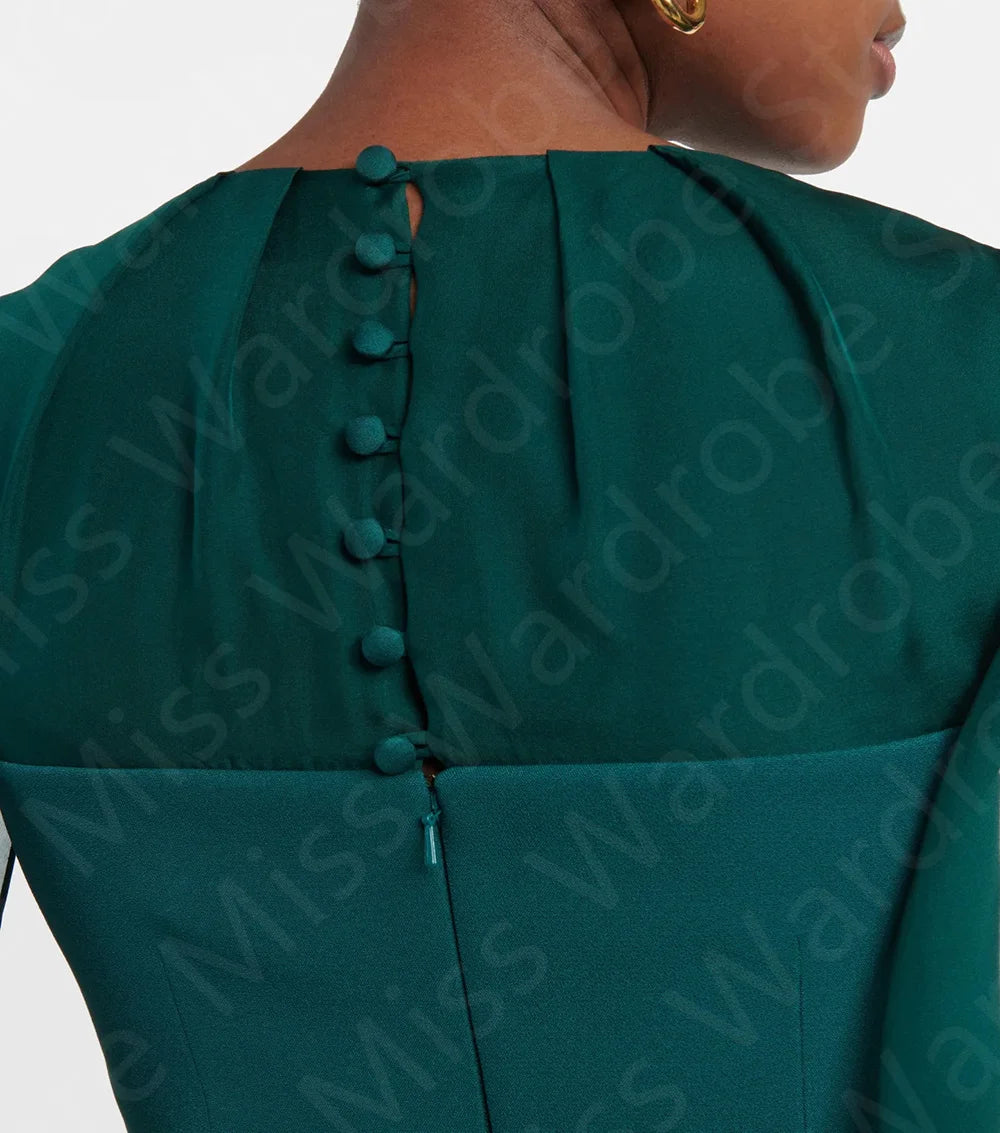 Robes de mère de la mariée sur mesure pour les nouvelles arrivées, bleu sarcelle 2025, avec décolleté rond et manches cape