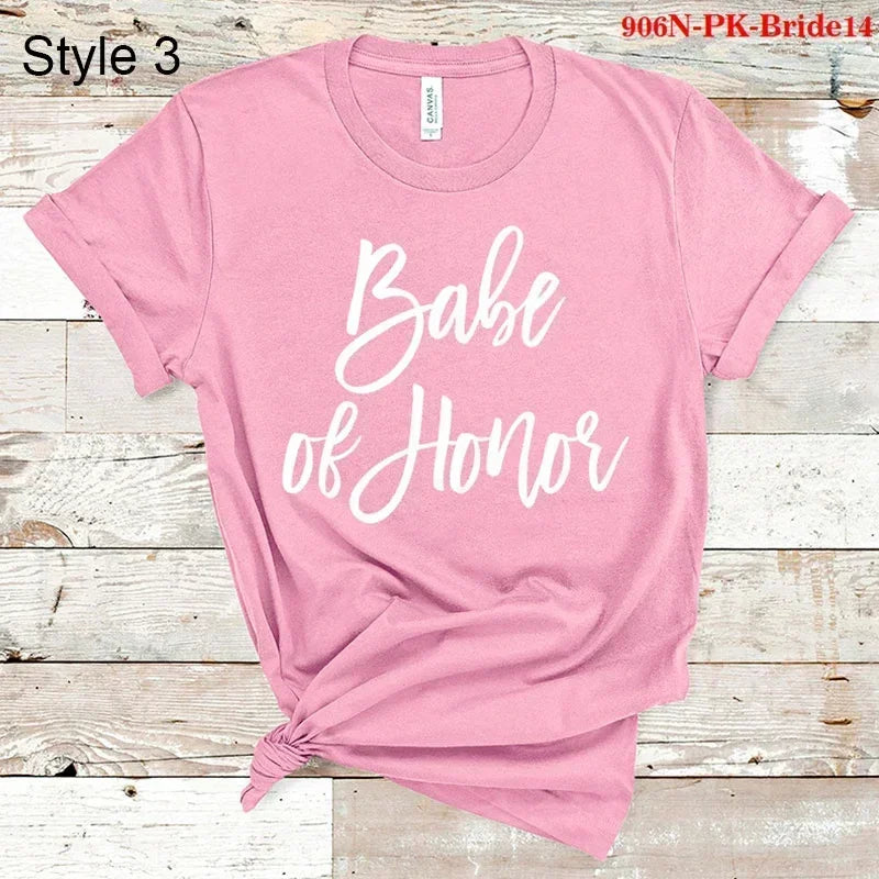 T-shirts de fête prénuptiale EVJF Baby of Honor Mère du marié Jr. Demoiselle d'honneur Mariée Fille de fleurs Brides Babes Team Bride Maid