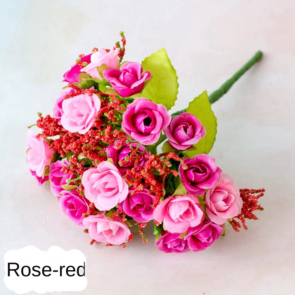 Bouquet de roses artificielles diamant – 21 fleurs, 7 tiges