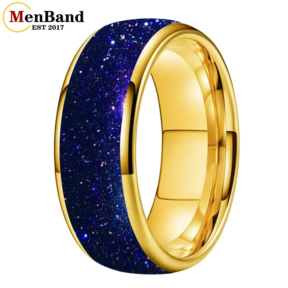 Bague de mariage pour homme 4/6/8mm - Bague en carbure de tungstène avec sable galactique concassé Espace cosmique Bague de mariage unisexe Bague de fiançailles Pour lui