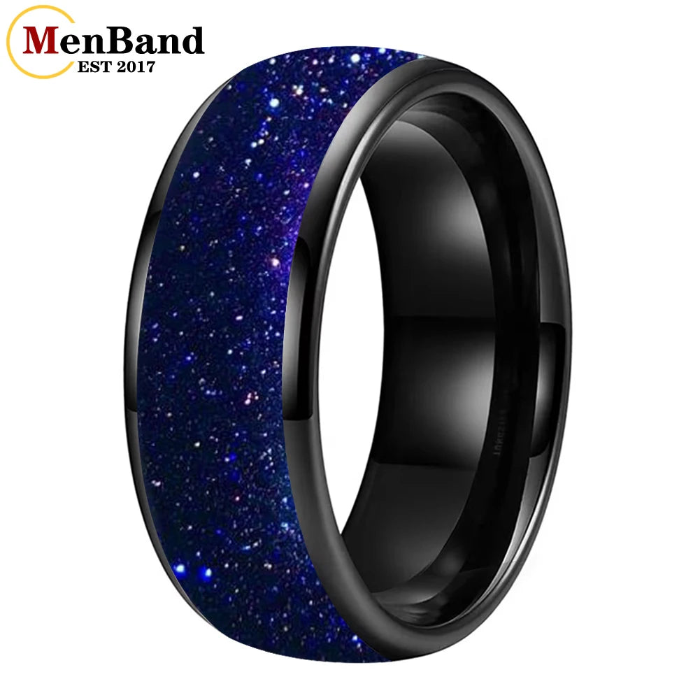 Bague de mariage pour homme 4/6/8mm - Bague en carbure de tungstène avec sable galactique concassé Espace cosmique Bague de mariage unisexe Bague de fiançailles Pour lui