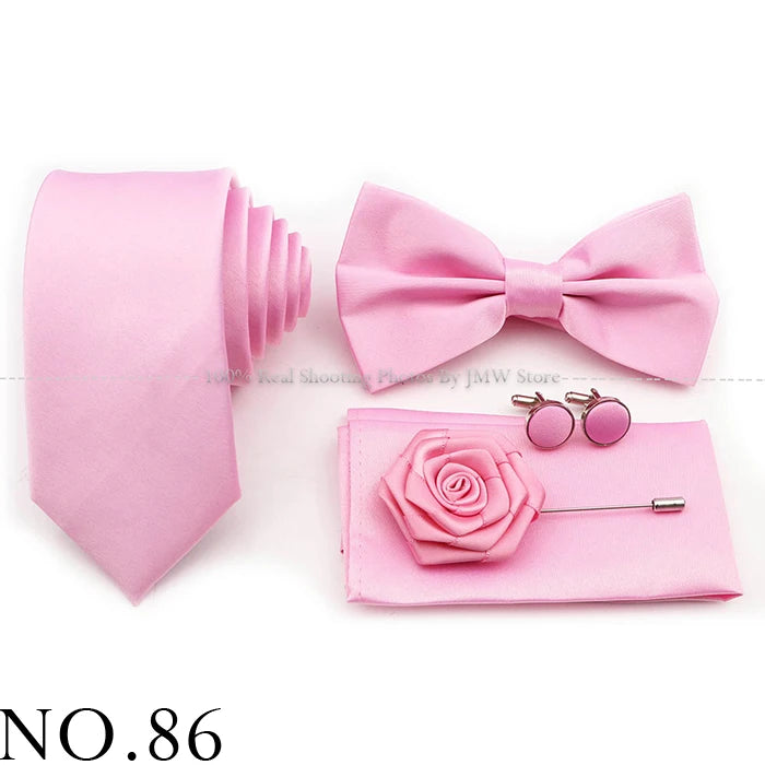 Ensemble cravate et nœud papillon violet bleu sauge vert en polyester, boutons de manchette et broche pour costume de marié, cravate de mariage, accessoire de chemise