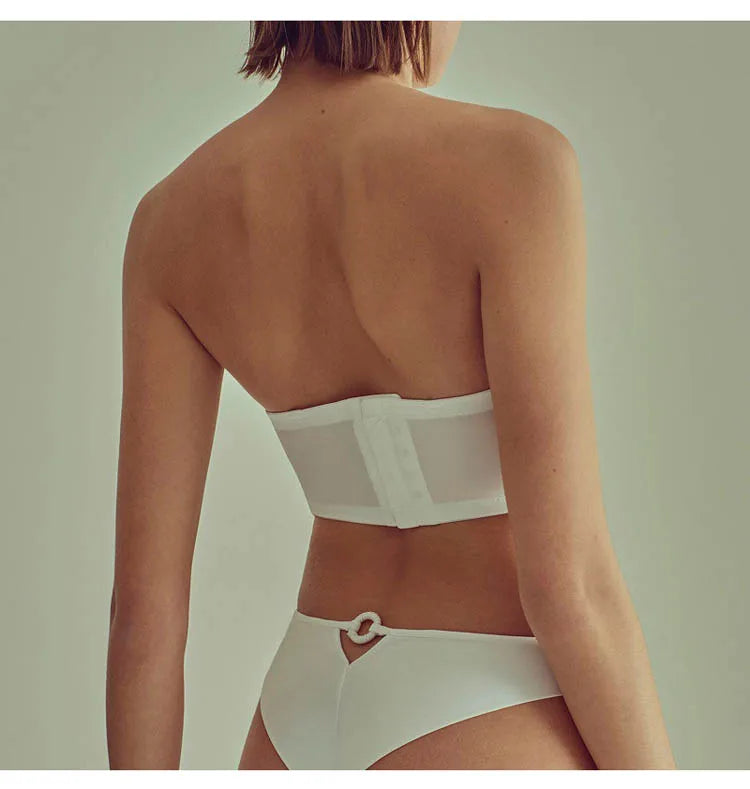 CINOON Lingerie sexy brodée pour femme Ensemble soutien-gorge push-up en dentelle fine et transparente + porte-jarretelles + string, ensemble de 3 pièces de lingerie française