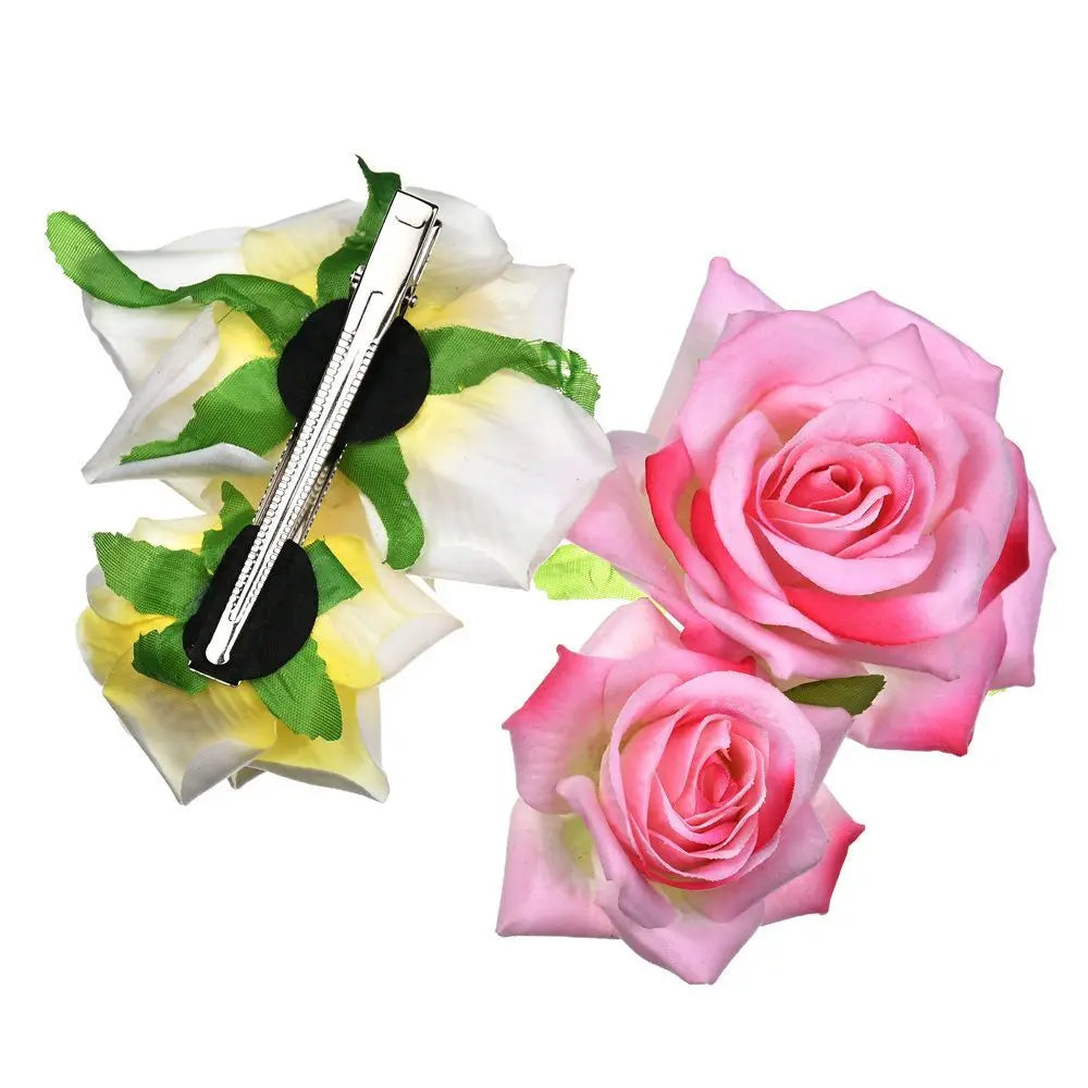 Accessoires de mariée élégants pour festival de mode Bijoux de cheveux de demoiselle d'honneur Double épingle à cheveux rose Pince à cheveux florale de mariée