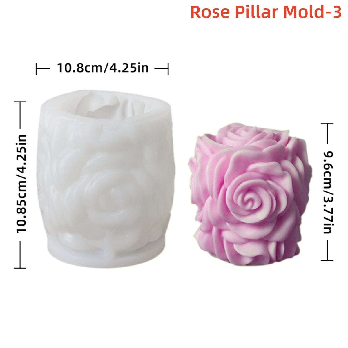 Moule en silicone pour bougie pilier rose 3D, colonne de fleurs géométriques, moule à plâtre pour bougie parfumée, ornement, cadeau fait à la main, décoration de mariage