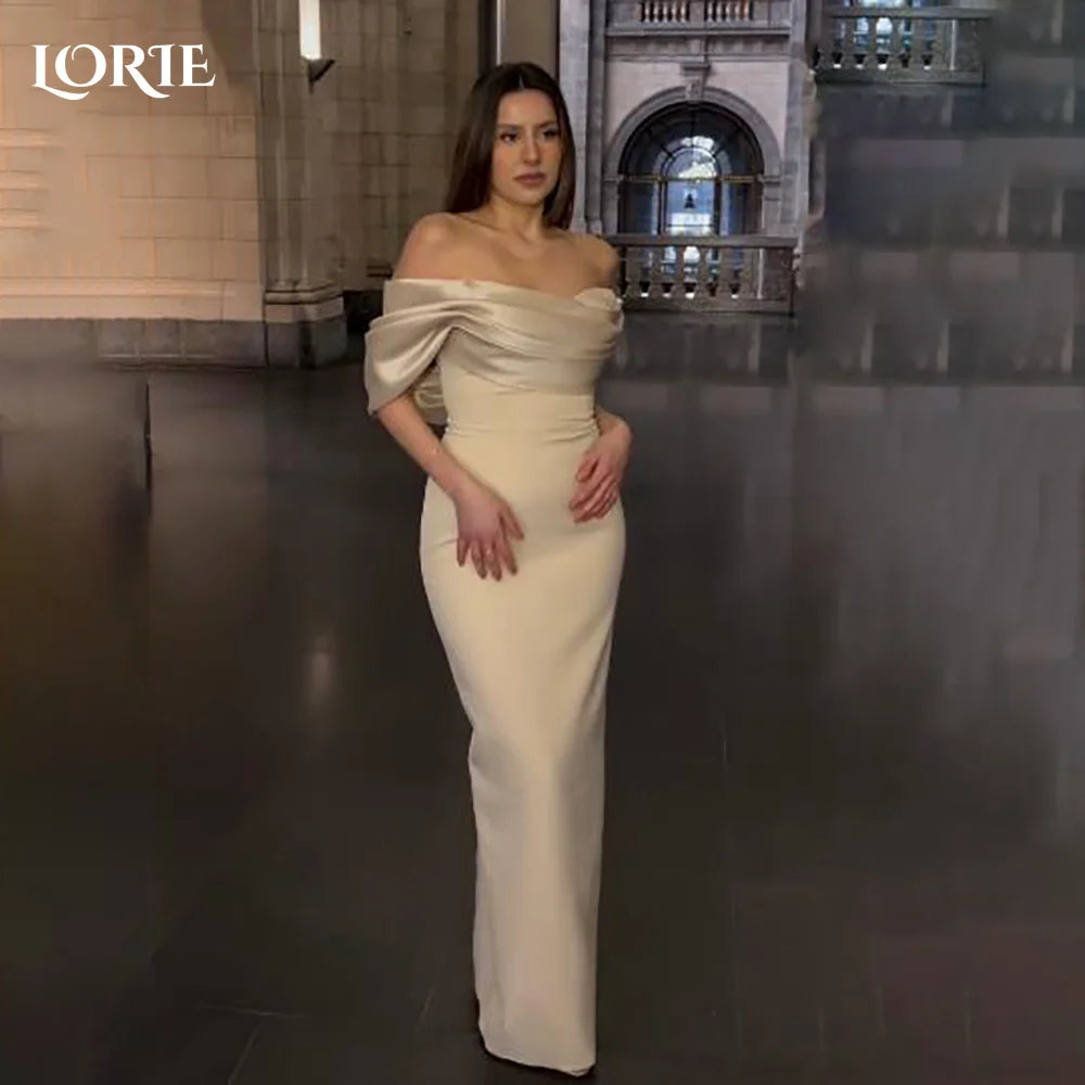 Robe de mariée de plage en dentelle LORIE, épaules dénudées, ligne A, en satin, plissée, coupe princesse, personnalisée