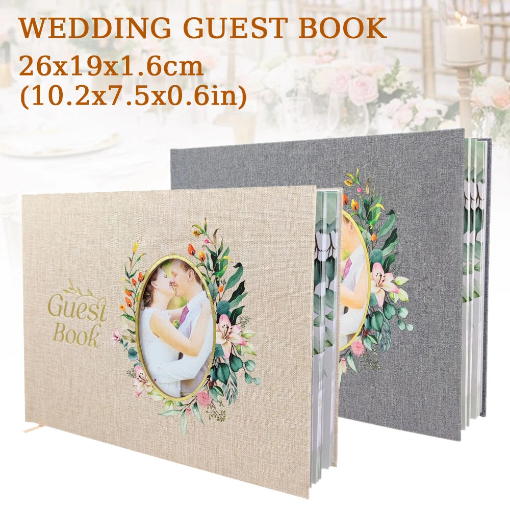 Personalized Wedding Guest Book Flowers Elegant Wedding Reception Signing Book Photo Album Signature Message Book Mariage Gift