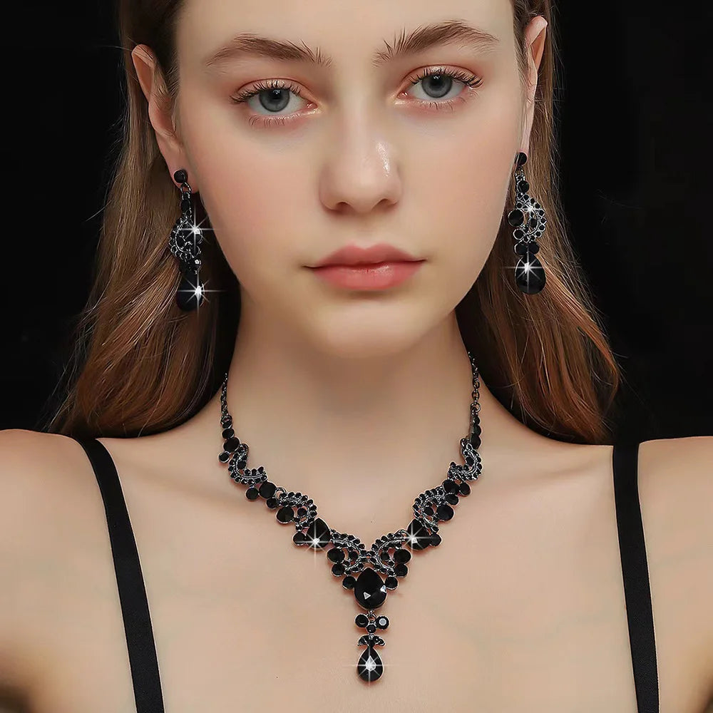 3 pièces accessoires de cheveux de mariée luxueux accessoires de cérémonie de banquet pour femmes mode bijoux de mariée colliers boucles d'oreilles ensembles de couronnes