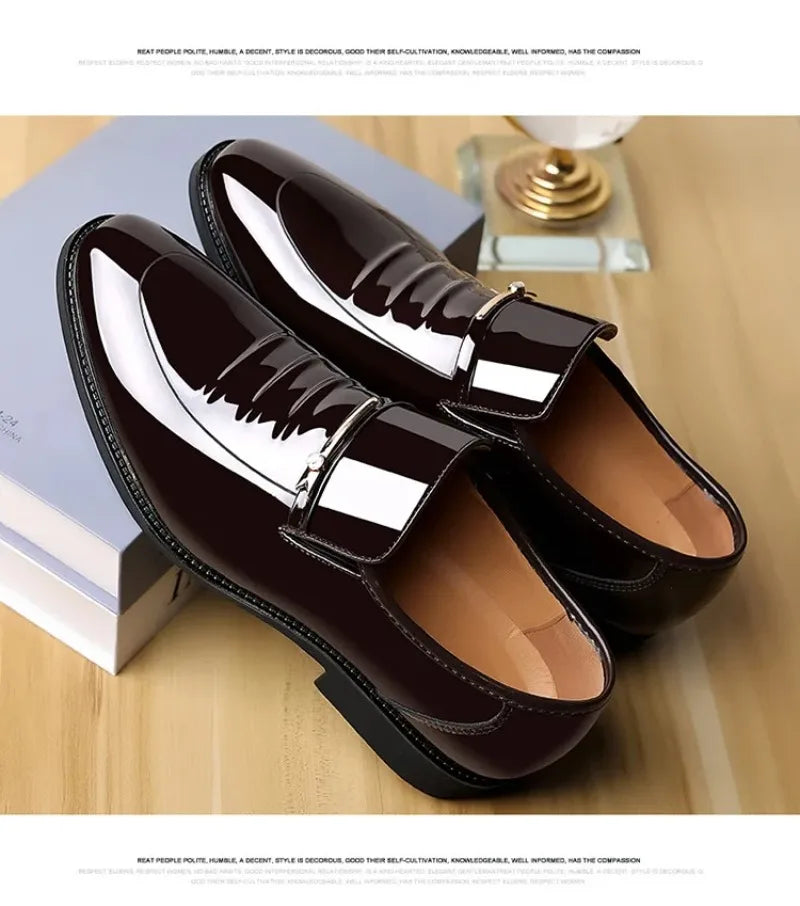 Chaussures habillées pour homme Pointures 38-49, Mocassins formels à haut brillant, Chaussures de mariage de luxe, Chaussures de conduite décontractées et confortables pour hommes