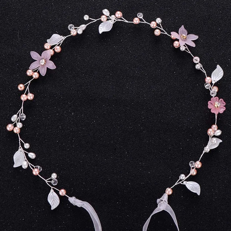 Accessoires de cheveux de mariage Bandeau de perles de mariée Bandeau doré Bijoux de cheveux de fleurs de mariée Bandeau de princesse Cadeau fait main pour fête