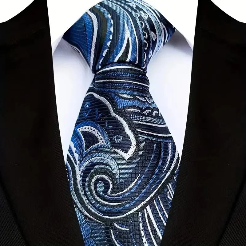 Cravate de luxe 8CM pour homme, motifs floraux et cachemire, tissée jacquard, accessoires pour occasions d'affaires et de mariage.