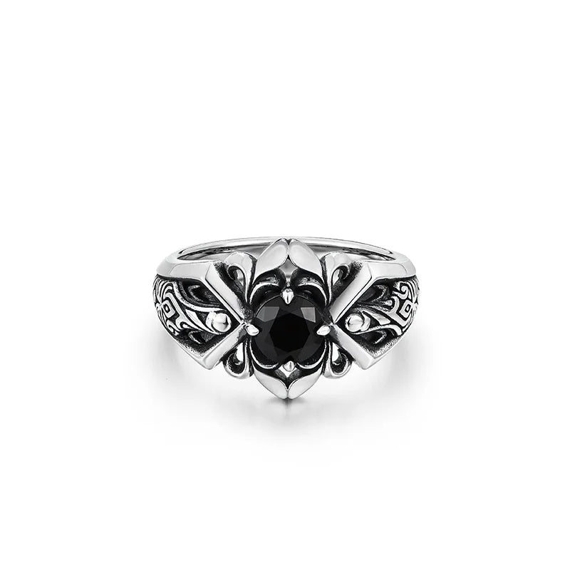 QEENKISS Bagues ouvertes vintage en argent sterling 925 pour hommes, cadeaux d'anniversaire, de mariage, de fête, de Noël pour le marié, le père, le petit ami RG7093