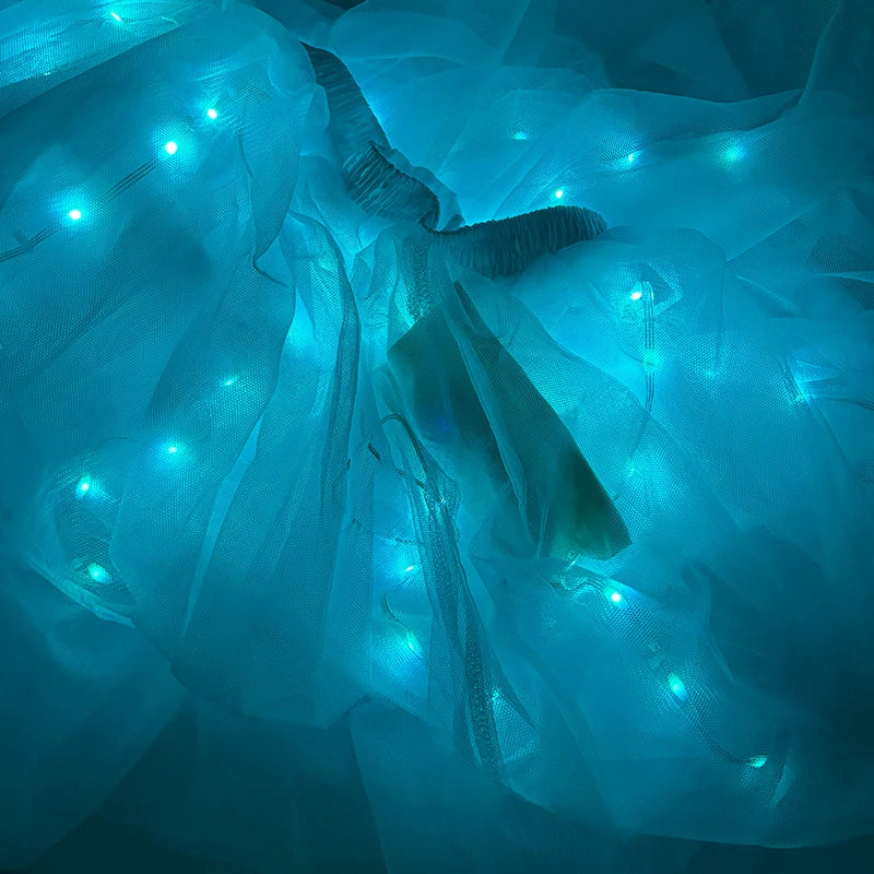 Full Color Light Up Skirt for Girls APP Bluetooth LED Long Tutu for Performance Dance Rave Clothes Wedding Birthday Party Props